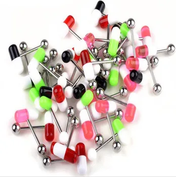 New acrylic pill Stainless steel barbell tongue ring breast ring body piercing jewelry acrylic color multi-color flexible Nipple
New acrylic pill Stainless steel barbell tongue ring breast ring body piercing jewelry acrylic color multi-color flexible Nipple