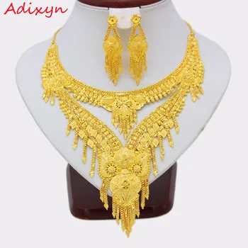 Adixyn NEW 2018 Luxury Arab Dubai Necklace/Earrings Jewelry set Gold Color & Copper African Gifts Bride Wedding Accessories
Adixyn NEW 2018 Luxury Arab Dubai Necklace/Earrings Jewelry set Gold Color & Copper African Gifts Bride Wedding Accessories
