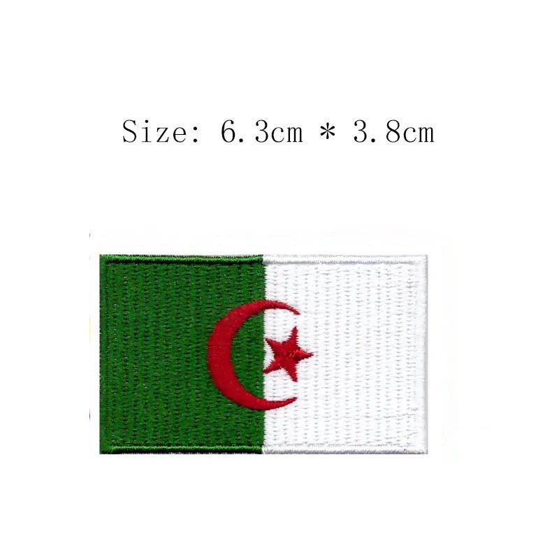 Algeria 2.5" wide embroidery flag patch star and Moon emblem Wholesale free shipping iron sew left chest Algiers for Motorcycle
Algeria 2.5" wide embroidery flag patch star and Moon emblem Wholesale free shipping iron sew left chest Algiers for Motorcycle