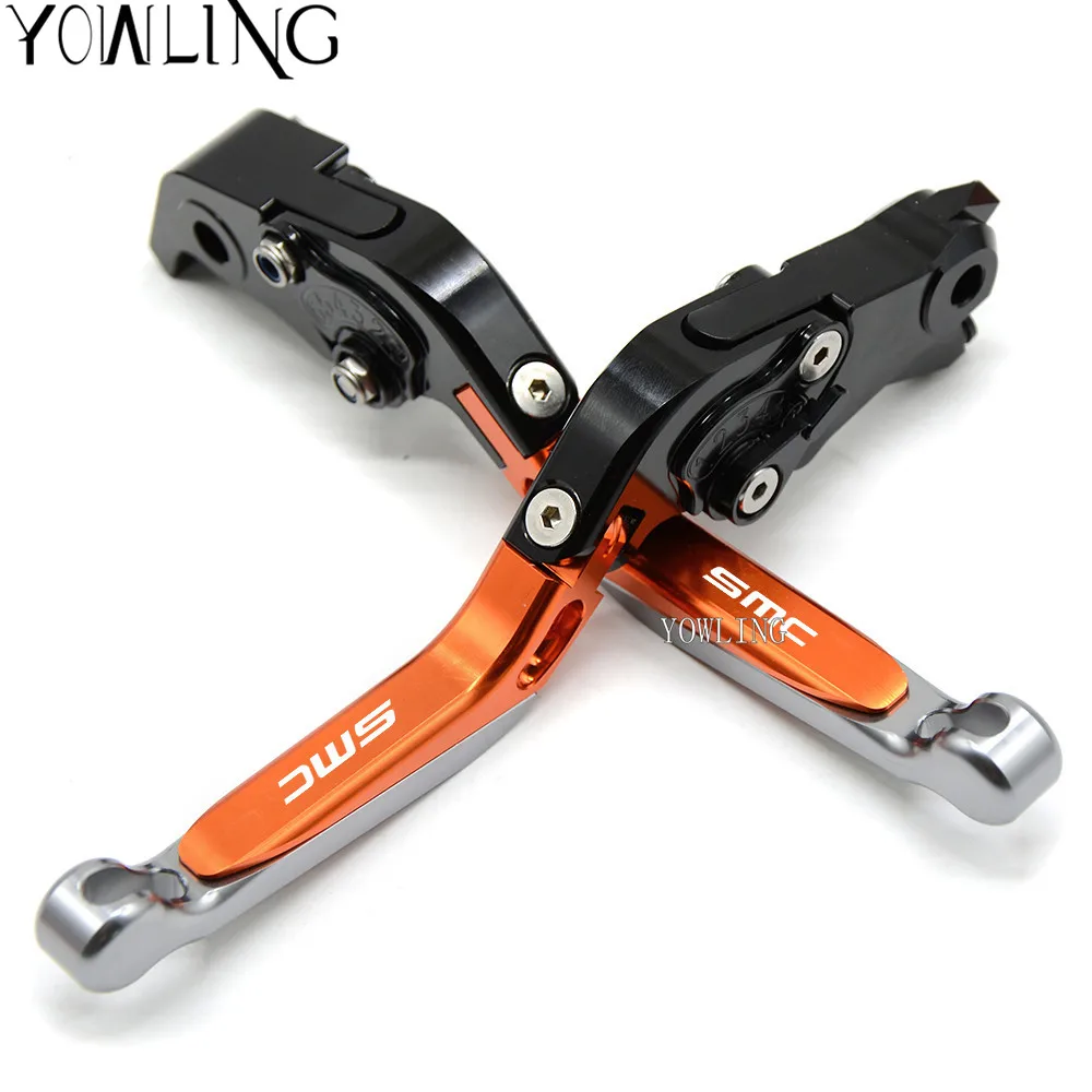 Adjustable Folding Extendable Brake Clutch Lever For KTM 690 SMC SMCR 690SMC SMC-R 2014 15 16 WITH LOGO Free shipping Motorcycle