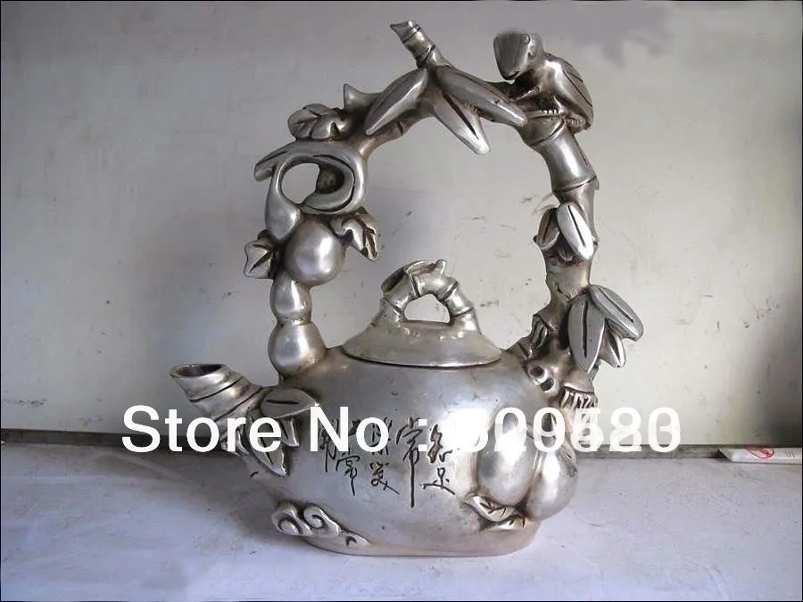 fast ShippingChinese Feng shui White Bronze Silver carved Cicada bamboo crock pot Flagon
fast ShippingChinese Feng shui White Bronze Silver carved Cicada bamboo crock pot Flagon