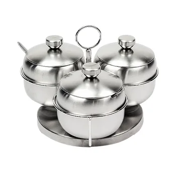 Multi-functional Stainless Steel 3 Piece Condiment Seasoning Containers Pots Set,Cream and Sugar Canister
Multi-functional Stainless Steel 3 Piece Condiment Seasoning Containers Pots Set,Cream and Sugar Canister