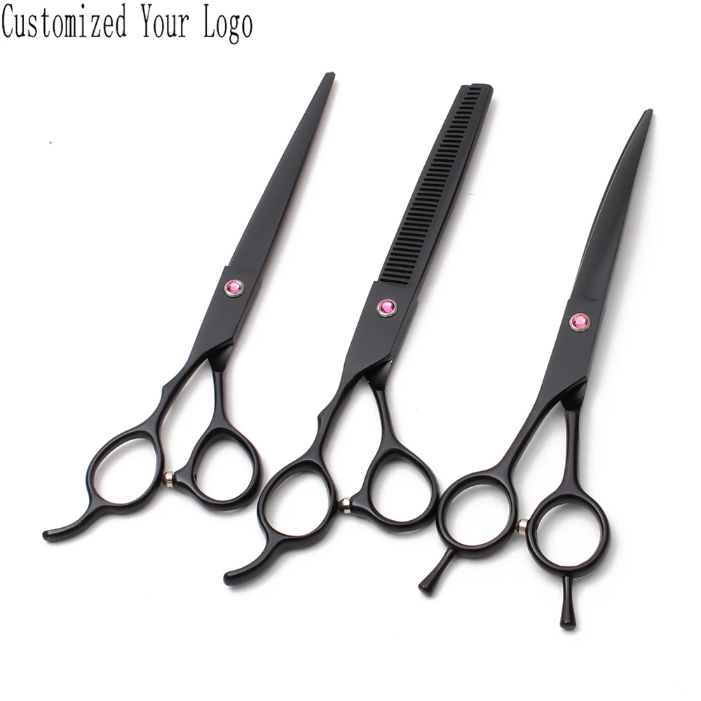 Left-Hand 7" Stainless Customize Brand Black Dog Grooming Kit Straight Scissors Thinning Shears Curved Shears Pet Scissors C3006
Left-Hand 7" Stainless Customize Brand Black Dog Grooming Kit Straight Scissors Thinning Shears Curved Shears Pet Scissors C3006