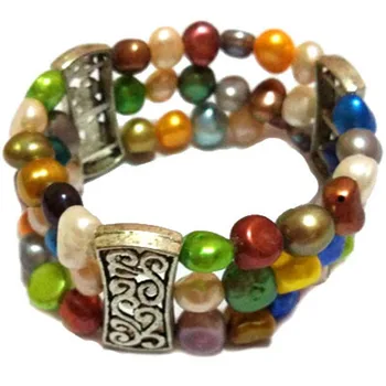 3 rows 7.5" 6-7mm Rainbow Multicolor Natural Baroque Nugget Tibetian Silver Women Pearl Bracelet
3 rows 7.5" 6-7mm Rainbow Multicolor Natural Baroque Nugget Tibetian Silver Women Pearl Bracelet