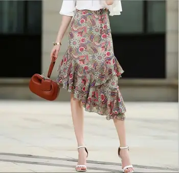 S-2XL Size Printed Chiffon Skirts Female Vintage Elegant Office Work Ruffles Slim Hip Irregular Skirts Clothes Women Party Skirt
S-2XL Size Printed Chiffon Skirts Female Vintage Elegant Office Work Ruffles Slim Hip Irregular Skirts Clothes Women Party Skirt