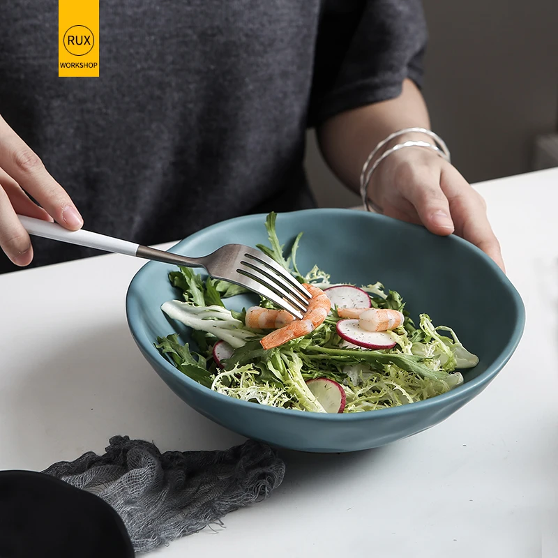 RUX WORKSHOP 6 color options European simple solid color round bowl salad vegetable ceramic soup bowl dinner tableware
RUX WORKSHOP 6 color options European simple solid color round bowl salad vegetable ceramic soup bowl dinner tableware