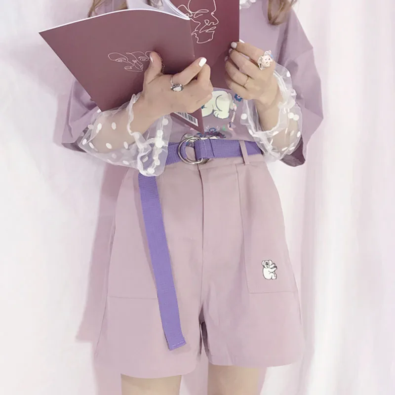 2019 Casual Women Summer Shorts Purple White Cotton Koala Embroidery Sashes Slim Summer Shorts Feminino Chic Bottom
2019 Casual Women Summer Shorts Purple White Cotton Koala Embroidery Sashes Slim Summer Shorts Feminino Chic Bottom