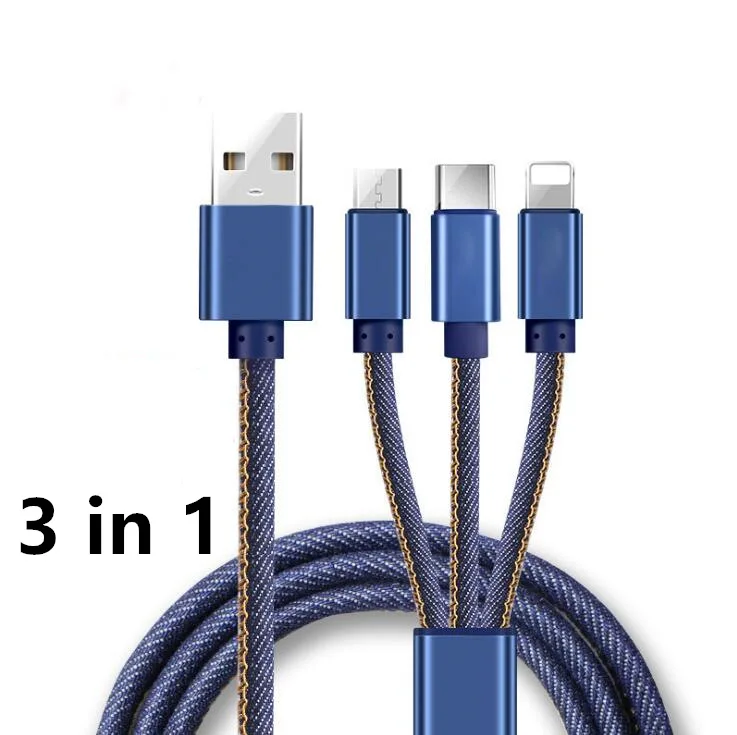 3 in 1 3A Denim USB Cable for Mobile Phone Micro USB Type-C 3in1 Charger Cable for iPhone Charging Cable Micro USB Charger Cord
3 in 1 3A Denim USB Cable for Mobile Phone Micro USB Type-C 3in1 Charger Cable for iPhone Charging Cable Micro USB Charger Cord