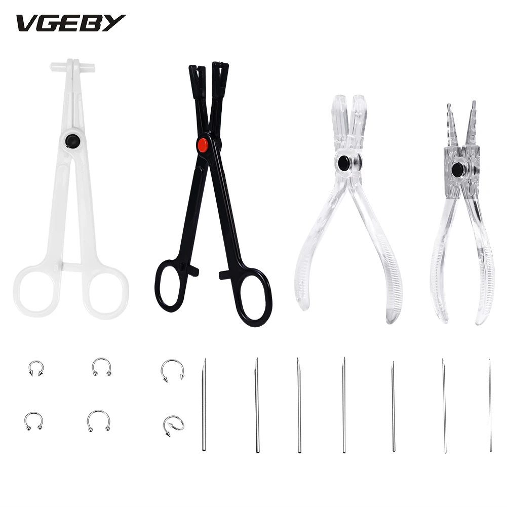 17Pcs Disposable Body Piercing Kit Professional Ear Nose Deco Tools 4 Types Pliers Forcep 7 Needles Set Nipple Stud Ring Jewelry
17Pcs Disposable Body Piercing Kit Professional Ear Nose Deco Tools 4 Types Pliers Forcep 7 Needles Set Nipple Stud Ring Jewelry