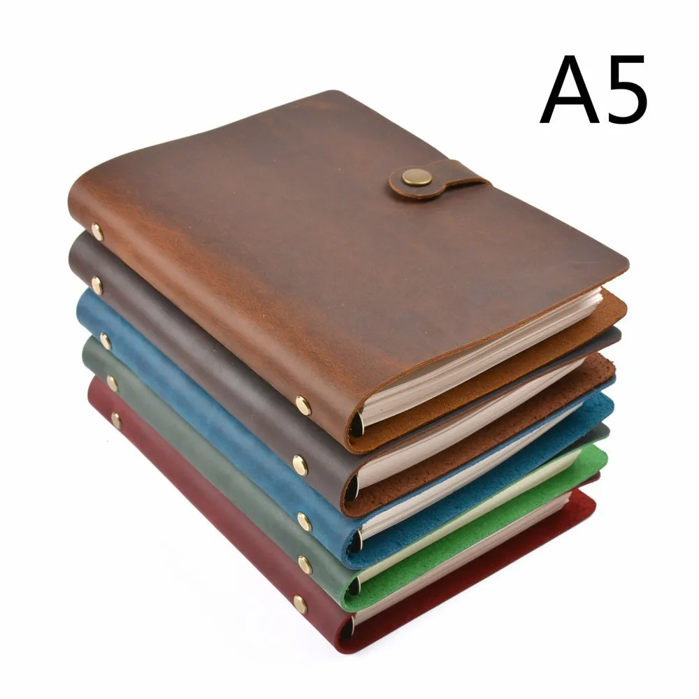 A5 Business Loose Leaf Planner Schedule Notebook Ruled Diary Snap PU Leather New