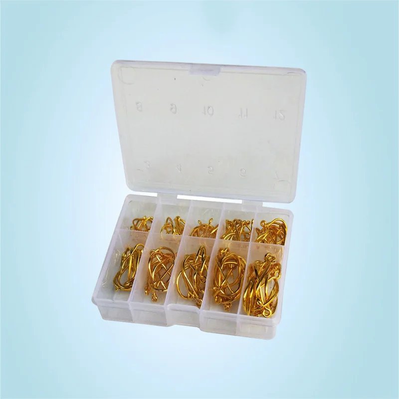 100 PCS Fishing Hooks Poles Sharpened 3-12 Sizes Carbon Steel Fishing With Box Hole Carp Handle Hook Each 10pcs for Freshwater
100 PCS Fishing Hooks Poles Sharpened 3-12 Sizes Carbon Steel Fishing With Box Hole Carp Handle Hook Each 10pcs for Freshwater