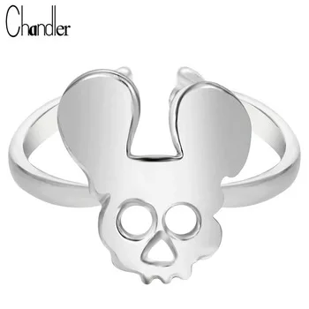 10pcs Mickey Skull Ring For Women Mouse Adjustable Midi Finger Bague Anillos Anel Silver Gold Plated Trendy Femme ringen Jewelry
