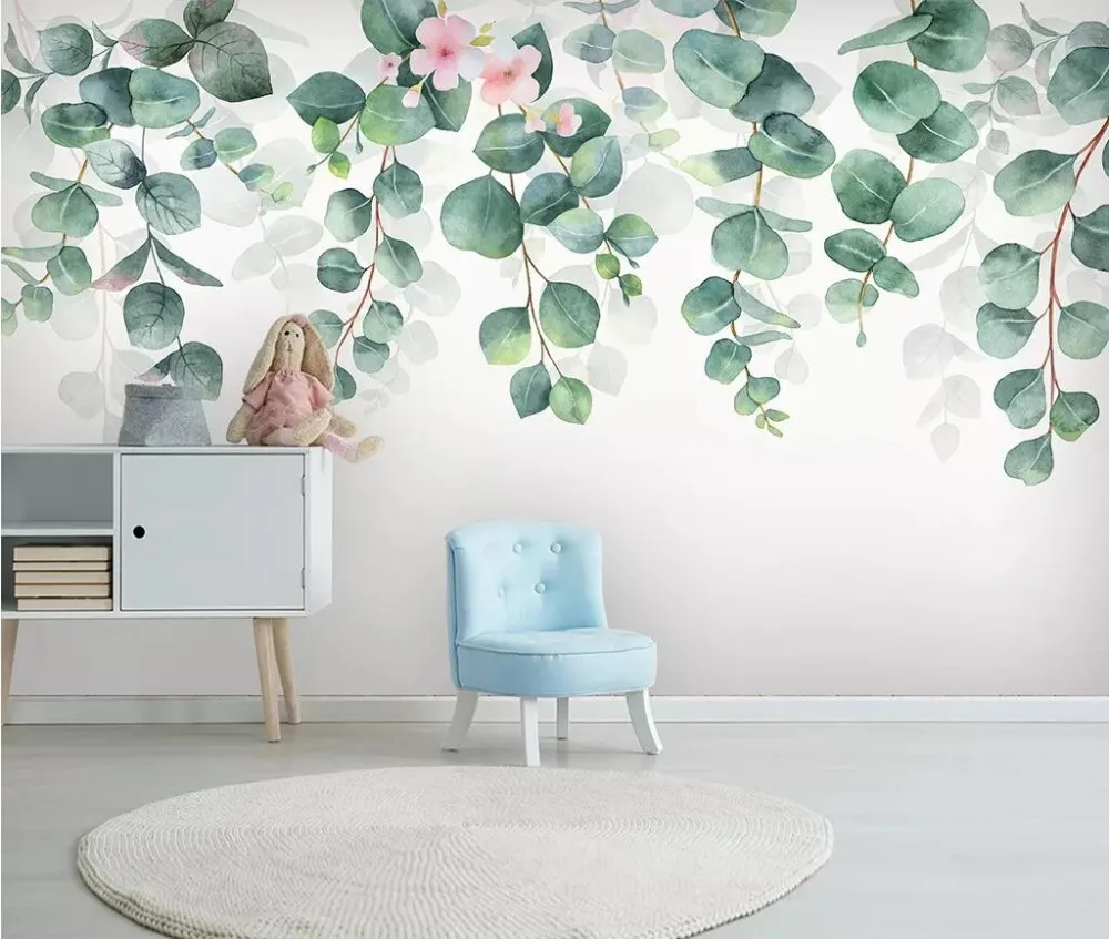 beibehang Custom photo wallpaper mural small fresh hand painted watercolor green leaves Nordic minimalist TV background wall
beibehang Custom photo wallpaper mural small fresh hand painted watercolor green leaves Nordic minimalist TV background wall