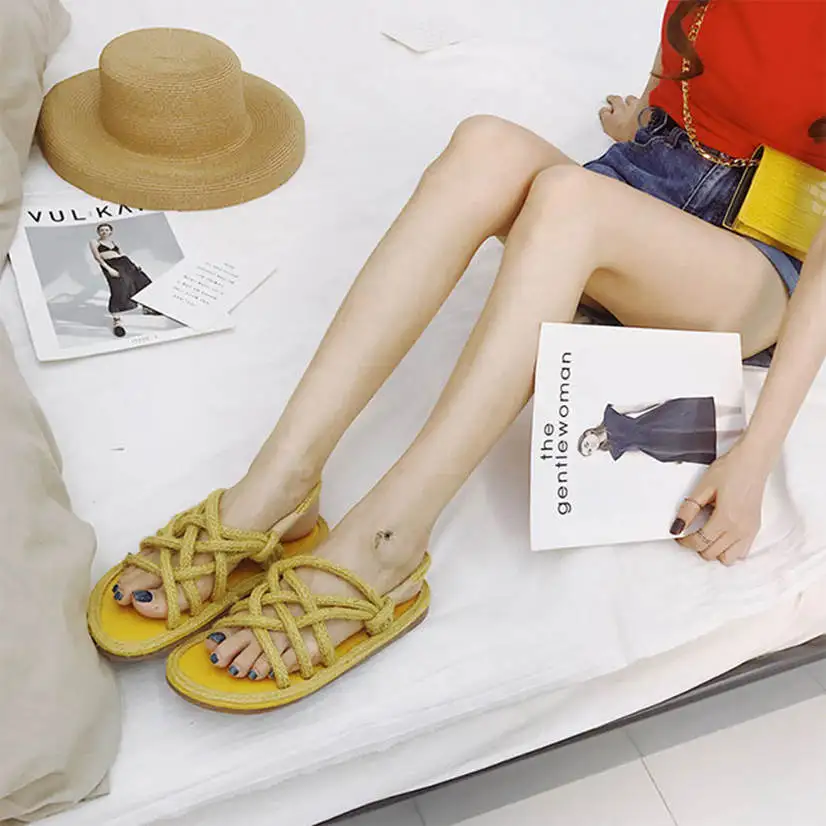 Women Sandals New 2019 Rome Hemp Rope Cross tied Flat Sandals Casuals Gladiator Summer Beach Slingback Sandals Shoes
Women Sandals New 2019 Rome Hemp Rope Cross tied Flat Sandals Casuals Gladiator Summer Beach Slingback Sandals Shoes
