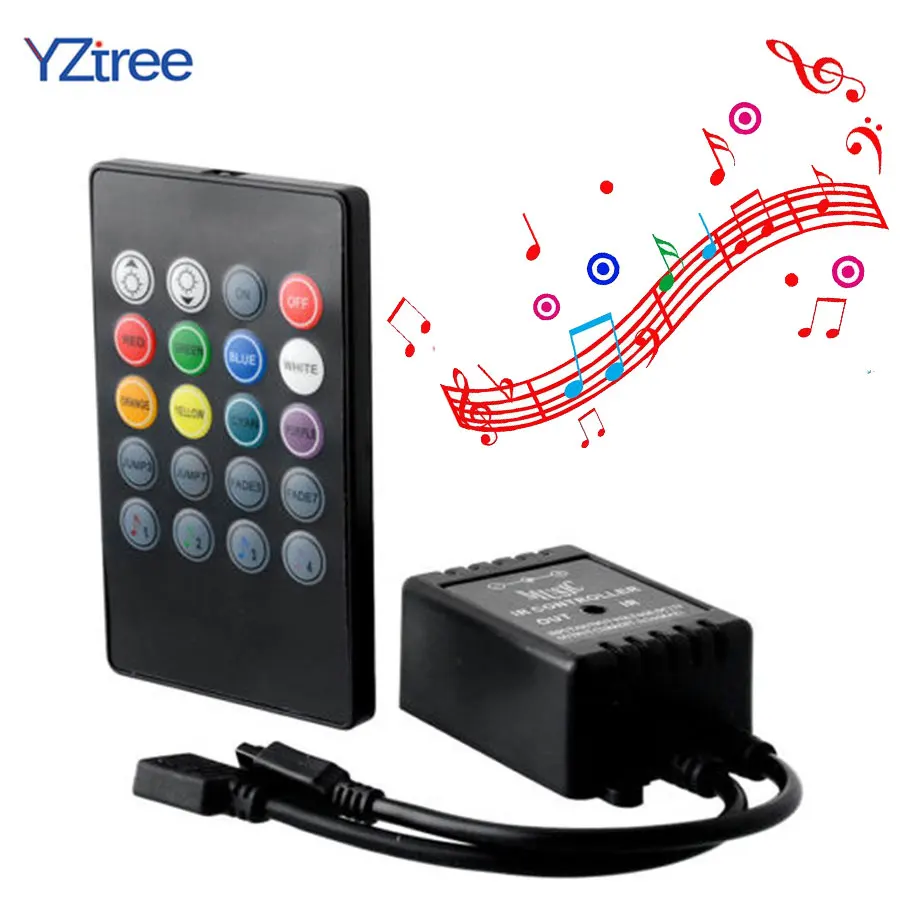 20 Keys Music IR Remote Control Sound Voice Sensor Wireless Controller for 3528 5050 RGB LED Strip Light DC 12-24V 3 Channels
20 Keys Music IR Remote Control Sound Voice Sensor Wireless Controller for 3528 5050 RGB LED Strip Light DC 12-24V 3 Channels