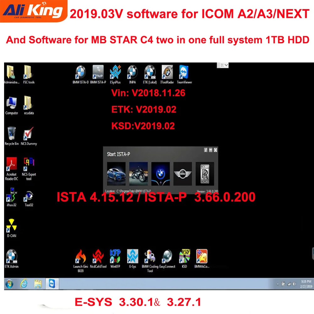 2019.07V Latest Software ISTA Software for bmw icom A2/A3/NEXT and for mb star c4 sd connect software 2in1 1TB HDD
2019.07V Latest Software ISTA Software for bmw icom A2/A3/NEXT and for mb star c4 sd connect software 2in1 1TB HDD