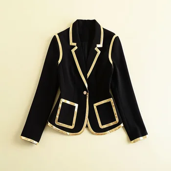 Single Button Coat Blazer 2018 Autumn Office Coat Women Golden Color Patchwork Long Sleeve Jacket Blazer Female Coat Outwear
Single Button Coat Blazer 2018 Autumn Office Coat Women Golden Color Patchwork Long Sleeve Jacket Blazer Female Coat Outwear