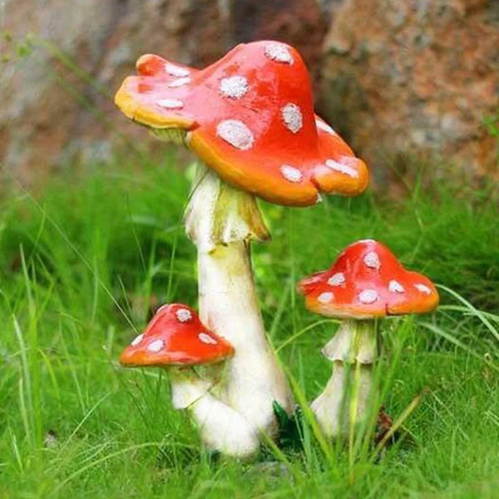 3 головки красный гриб табурет миниатюрный волшебный сад Террариум фигурка декор
