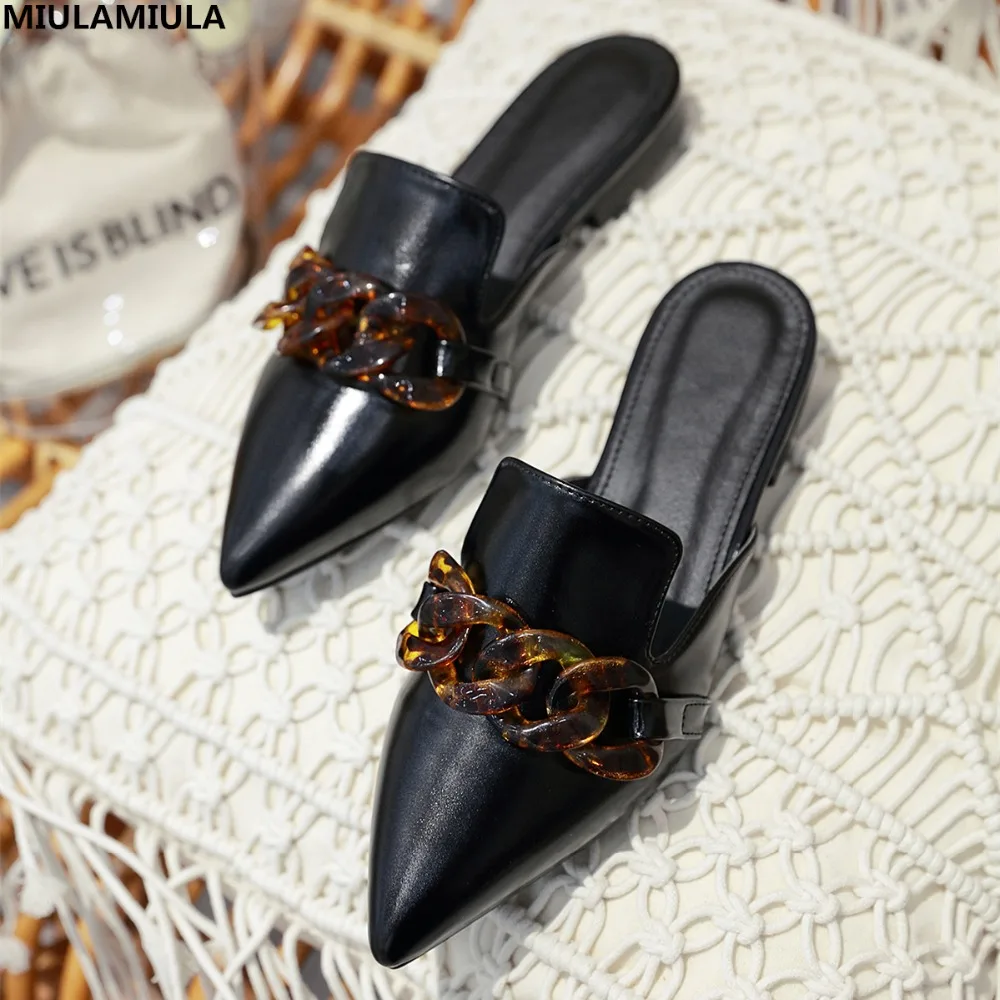 MIULAMIULA Brand Designers 2019 Spring Colorful Chain Woman Shoes Flat Leather Shoes Slip On Loafers Mules Flip Flops 35-41
MIULAMIULA Brand Designers 2019 Spring Colorful Chain Woman Shoes Flat Leather Shoes Slip On Loafers Mules Flip Flops 35-41