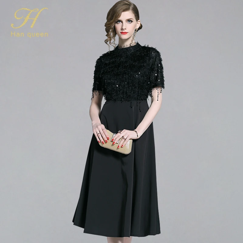 H Han Queen Black Dress Women Summer Sequin Tassel Party Dress Vestidos High-End Ladies Fashion Slim Long Work Casual Dresses
H Han Queen Black Dress Women Summer Sequin Tassel Party Dress Vestidos High-End Ladies Fashion Slim Long Work Casual Dresses