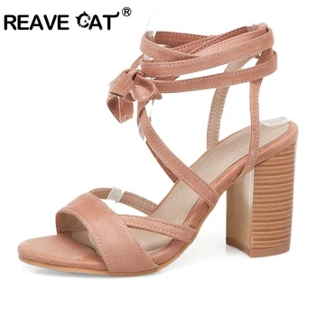REAVE CAT Sandal for woman High heels Ladies summer shoes Square heel Cross tied Flock Casual Solid Black Apricot Green A1905
REAVE CAT Sandal for woman High heels Ladies summer shoes Square heel Cross tied Flock Casual Solid Black Apricot Green A1905