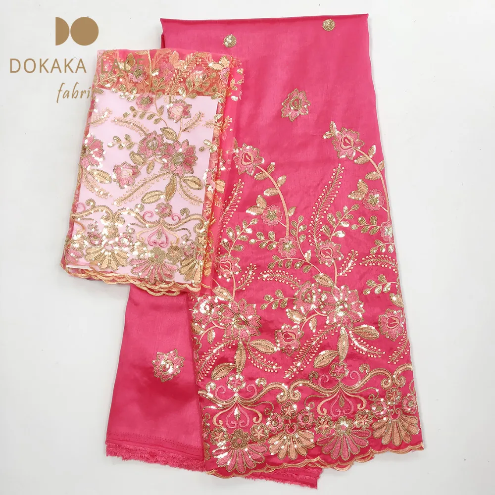 Pink Color African George Lace Fabric With Blouse New Sequined Embroidered George Silk Fabric With 2 Yards Net Laces For Garment
Pink Color African George Lace Fabric With Blouse New Sequined Embroidered George Silk Fabric With 2 Yards Net Laces For Garment