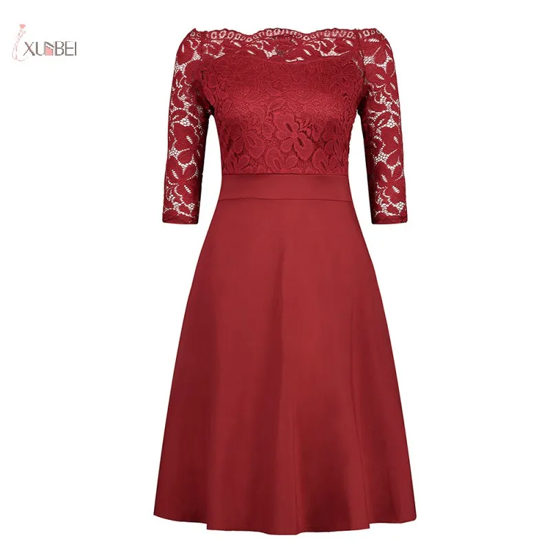 2019 Burgundy Lace Short Evening Dress Elegant Boat Neck Half Sleeve A line Party Gown robe de soiree
2019 Burgundy Lace Short Evening Dress Elegant Boat Neck Half Sleeve A line Party Gown robe de soiree