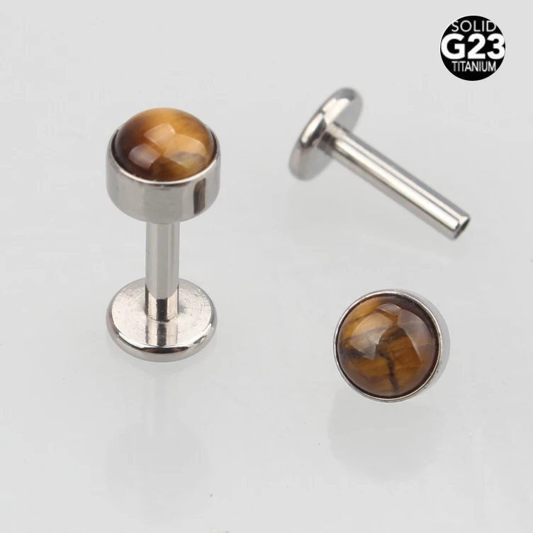 Tiger eye stone G23 Titanium Internally Threaded 16G Labret Lip Ring Ear Cartilage Helix Stud Body Piercing Jewelry
Tiger eye stone G23 Titanium Internally Threaded 16G Labret Lip Ring Ear Cartilage Helix Stud Body Piercing Jewelry