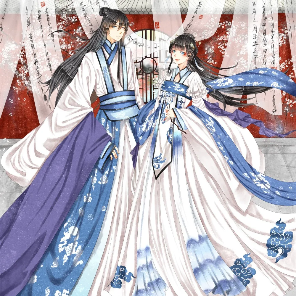 White Blue Male Female Couple Lovers' Costume Wind Personification Mu Yan Jun Fu Scholar Officer Prince Princess Costume Drama
White Blue Male Female Couple Lovers' Costume Wind Personification Mu Yan Jun Fu Scholar Officer Prince Princess Costume Drama