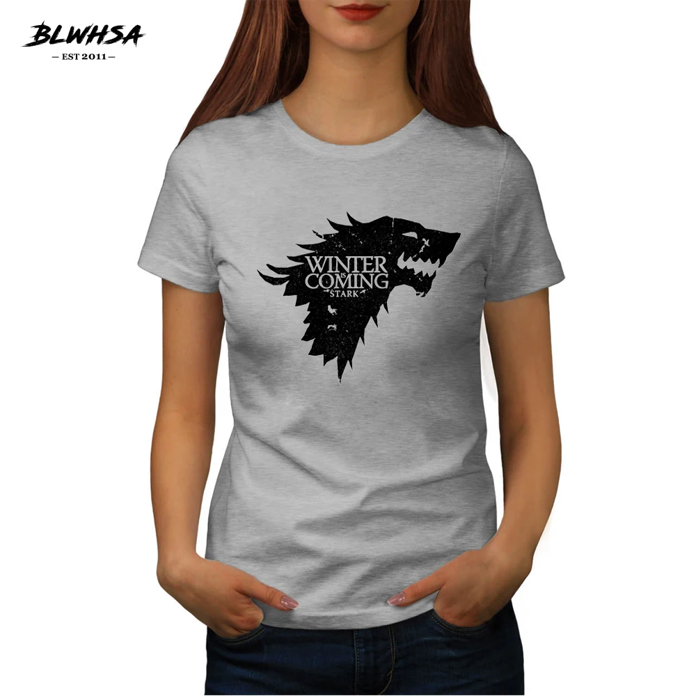 BLWHSA Game Of Thrones Printing T Shirt Women Winter Is Coming Stark Blood Wolf Cool T-Shirt Casual Summer T-Shirt For Women
BLWHSA Game Of Thrones Printing T Shirt Women Winter Is Coming Stark Blood Wolf Cool T-Shirt Casual Summer T-Shirt For Women