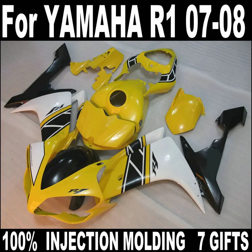 Hot sale fairings for Yamaha injection molding YZFR1 2007 2008 yellow white black plastic fairing kit YZFR1 07 08 BC29
Hot sale fairings for Yamaha injection molding YZFR1 2007 2008 yellow white black plastic fairing kit YZFR1 07 08 BC29