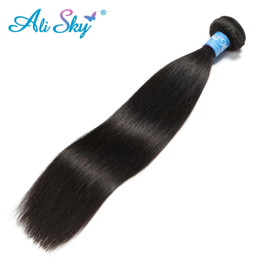 

Alisky Hair straight hair Indian 100% human hair weaving Natural Black 8-30inch no tangle no sheding Unprocessed weft remy Hair