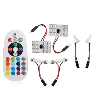 2 Pcs Car Interior RGB LED Reading Light DC 12V 12SMD 5050 Atmosphere Lamp Bulb With Remote Controller TD326
2 Pcs Car Interior RGB LED Reading Light DC 12V 12SMD 5050 Atmosphere Lamp Bulb With Remote Controller TD326