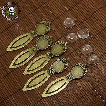 

5Set 18mm Lead Free & Nickel Free Clear Domed Glass Cabochon Cover for Antique Bronze DIY Alloy Portrait Bookmark Making