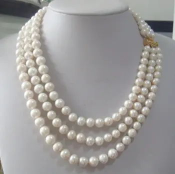 NEW triple strands 9-10mm Real Australian white pearl necklace 17-19"plated clasp EARRING
NEW triple strands 9-10mm Real Australian white pearl necklace 17-19"plated clasp EARRING