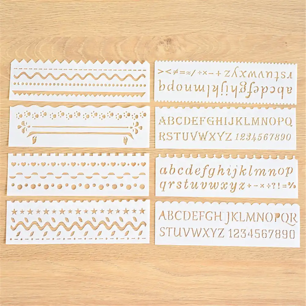 8 ピース セット言葉の手紙テーマ階層化ステンシル壁絵画スクラップブッキングスタンプアルバムの装飾エンボス紙カードテンプレート Gooum