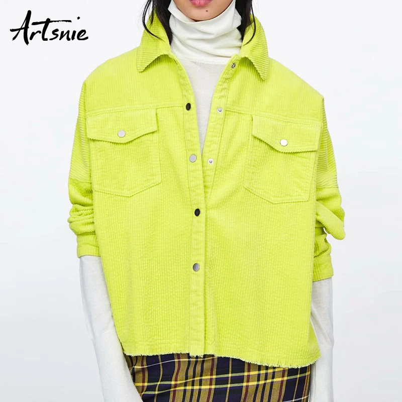 Artsnie streetwear corduroy women jacket spring 2019 turn down collar double pockets chaquetas mujer casual girls loose jackets
Artsnie streetwear corduroy women jacket spring 2019 turn down collar double pockets chaquetas mujer casual girls loose jackets