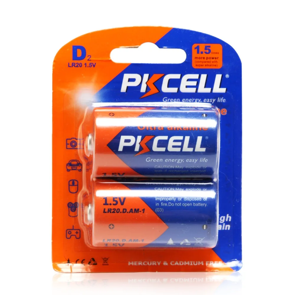 1Pack/2Pcs Pkcell LR20 D Size Ultral Alkaline Battery UM-1 UM1 R20 1.5V Batteries for Cameras, Toys, Torches, Radios etc.
1Pack/2Pcs Pkcell LR20 D Size Ultral Alkaline Battery UM-1 UM1 R20 1.5V Batteries for Cameras, Toys, Torches, Radios etc.