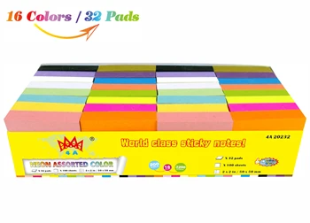 4A Sticky Notes,2 x 2 Inches,Small Size,Neon Assorted,16 Colors,Self-Stick Notes,100 Sheets/Pad,32 Pads/Pack,4A 20232
4A Sticky Notes,2 x 2 Inches,Small Size,Neon Assorted,16 Colors,Self-Stick Notes,100 Sheets/Pad,32 Pads/Pack,4A 20232