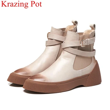 2018 superstar buckle strap cow leather platform thick bottom women ankle boots retro mixed colors keep warm winter shoes L2f8
2018 superstar buckle strap cow leather platform thick bottom women ankle boots retro mixed colors keep warm winter shoes L2f8