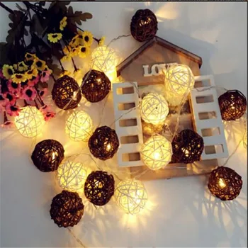 20LED String Holiday Decoration Light Brown White Rattan Ball Lights AC Plug Wedding Christmas Lights Fairy Garlands Gerlyanda
20LED String Holiday Decoration Light Brown White Rattan Ball Lights AC Plug Wedding Christmas Lights Fairy Garlands Gerlyanda