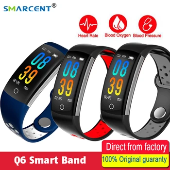 

Q6 Smart Band Heart Rate Monitor Fitness Bracelet IP68 Waterproof Watches Blood Pressure Oxygen Fintess Tracker 0.96 LCD Screen