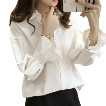 2019 Autumn Vintage Shirts Women Solid White Blouse Women Turn Down Collar Female Blusas Casual Flare Sleeve Shirts Ladies Tops
2019 Autumn Vintage Shirts Women Solid White Blouse Women Turn Down Collar Female Blusas Casual Flare Sleeve Shirts Ladies Tops