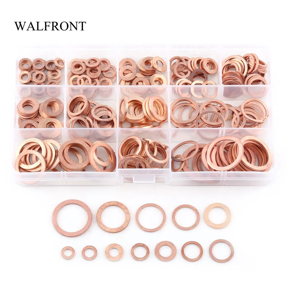 280pcs/Box Copper Flat Washer M5-M20 Solid Ring Sump Plug Oil Seal Metal Washer Plain Gasket Screws Fastener Assortment
280pcs/Box Copper Flat Washer M5-M20 Solid Ring Sump Plug Oil Seal Metal Washer Plain Gasket Screws Fastener Assortment