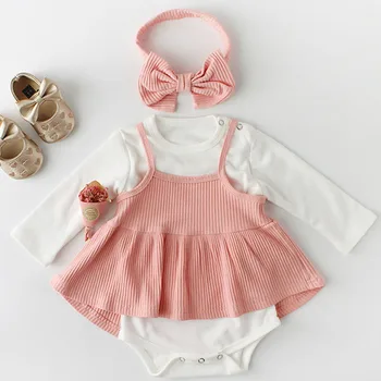 Newborn Long Sleeves Romper Spring Baby Girls Romper+Dress+Bow Tie Hairband Sets Pink Green Kids'Gift Box Set Baby Jumpsuits
Newborn Long Sleeves Romper Spring Baby Girls Romper+Dress+Bow Tie Hairband Sets Pink Green Kids'Gift Box Set Baby Jumpsuits