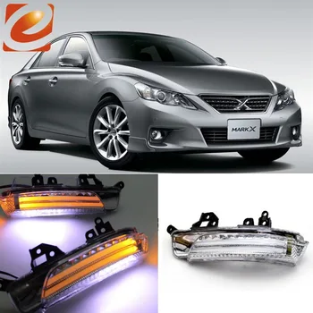 eeMrke For Toyota Reiz MarkX 2010 2011 2012 2013 2014 Side Rear View Mirror Lights LED DRL Turn Signals Irradiated Ground Lights