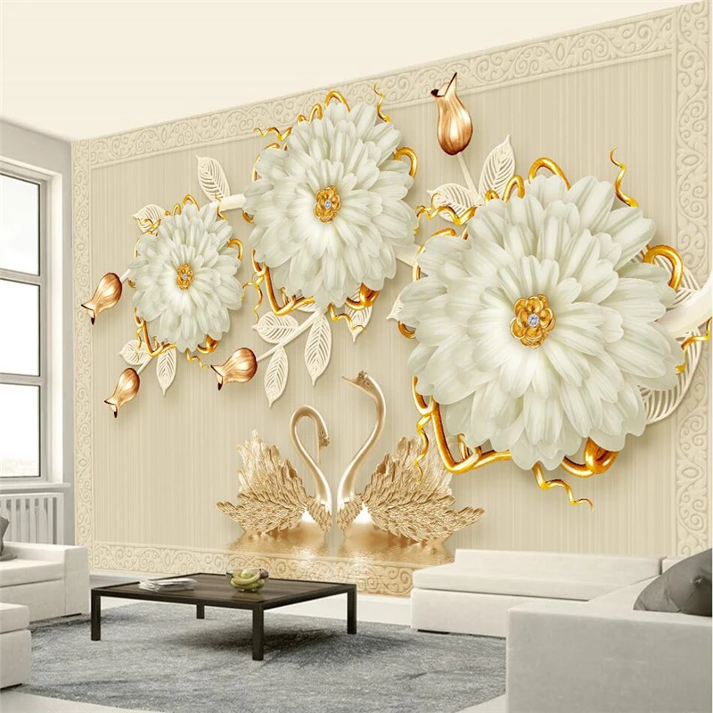 Beibehang Custom wallpaper 3D mural stereo luxury jewelry flower swan romantic TV background wall papers home decor 3d wallpaper
Beibehang Custom wallpaper 3D mural stereo luxury jewelry flower swan romantic TV background wall papers home decor 3d wallpaper
