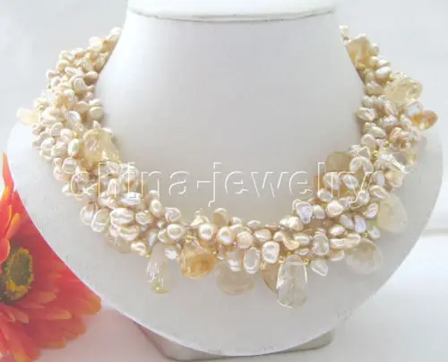 Free shipping@@@@@ A18"6row 8mm Champagne baroque keshi reborn freshwater pearl & crystal necklace a
Free shipping@@@@@ A18"6row 8mm Champagne baroque keshi reborn freshwater pearl & crystal necklace a