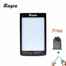 IREPIE 15000mAh Solar Power Bank Portable External Battery Charger Moblie Solar Powerbank Dual USB LED Lighting for iphone 6 mi