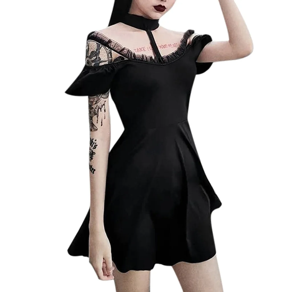 Women Gothic Style Summer Dress 2019 Vintage Lace Patchwork Sexy Sleeveless Off Shoulder Party Dress Casual Black Dresses #B
Women Gothic Style Summer Dress 2019 Vintage Lace Patchwork Sexy Sleeveless Off Shoulder Party Dress Casual Black Dresses #B